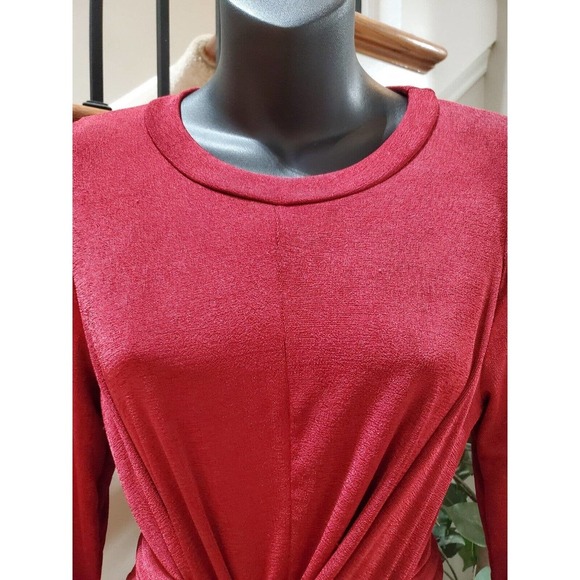 Fashion Nova Burgundy Be Honest Tie Front Knee Length Midi Dress XL - Picture 5 of 13